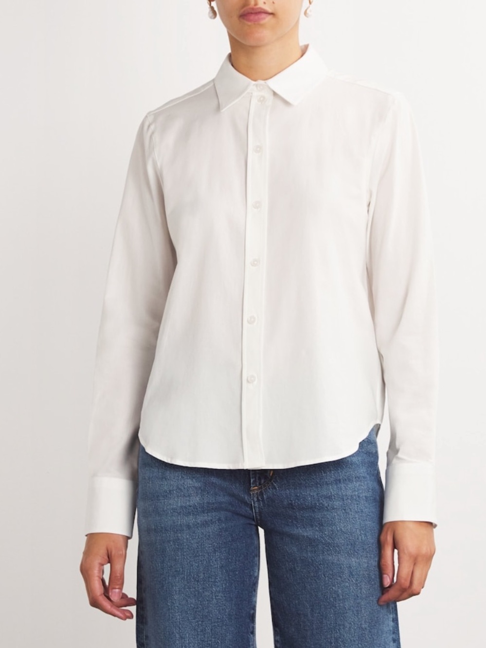 ME+EM Cotton Travel Layering Shirt in White, Size 12